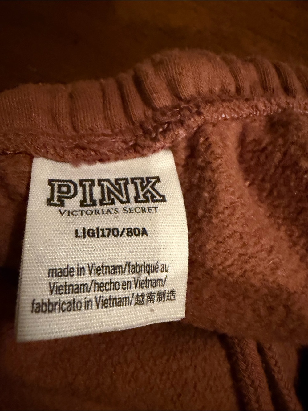 Victoria’s Secret PINK Oversized Hoodie Jogger Set Brown Red Logo XL/L - Picture 3 of 16